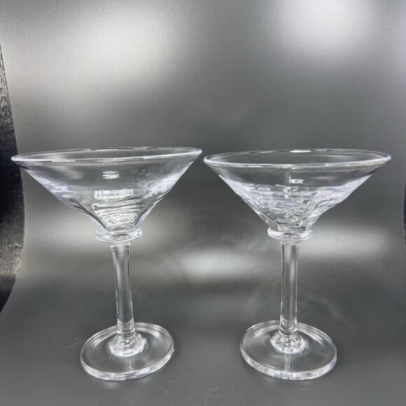 Simon Pearce Cavendish Clear Optic Blown Glass Martini Glasses Cups Set 2 Stems - Picture 16 of 16